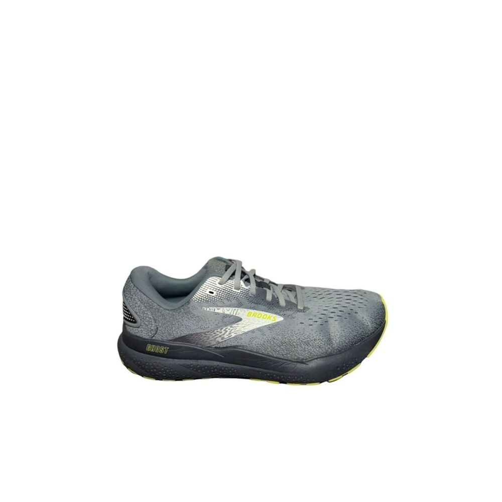 Brooks ghost Grey Running Shoe with Yellow Highlights size 9.5